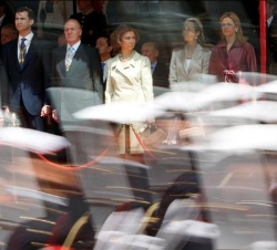 La Familia Real, durante el desfile militar