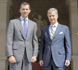 Su Alteza Real el Príncipe de Asturias con Su Alteza Real el Príncipe Philippe de Bélgica en el Palacio de Laeken