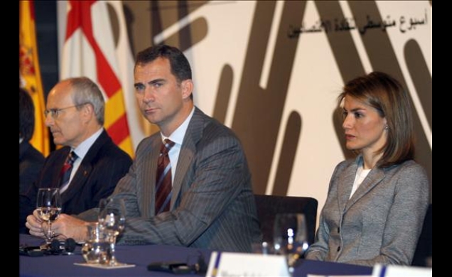 Sus Altezas Reales los Príncipes de Asturias durante la apertura oficial de la Asamblea General de la Asociación de Cámaras de Comercio del Mediterrán