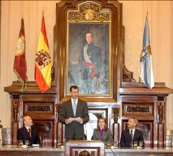Don Felipe, durante su intervención en el Ayuntamiento de A Coruña