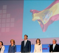Sus Altezas Reales los Príncipes de Asturias durante la Asamblea General de la Confederación Empresarial de Madrid-CEIM