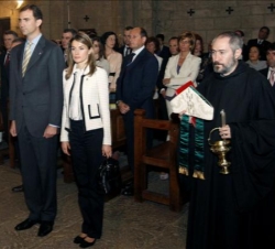 Los Príncipes de Asturias, durante el homenaje a los Reyes de Navarra
