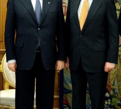 Su Majestad el Rey con el presidente de los Ferrocarriles Rusos