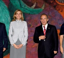 Su Alteza Real, con el Presidente Calderón, Margarita Zavala de Calderón y Carlos Slim