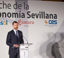 Don Felipe, durante su discurso en la Noche de la Economía Sevillana