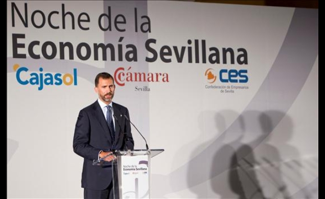 Don Felipe, durante su discurso en la Noche de la Economía Sevillana