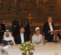Don Juan Carlos, durante su intervención en la cena de gala