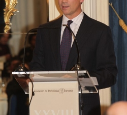 Su Alteza Real el Príncipe de Asturias durante su intervención