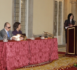 Sus Majestades durante la intervención deÁngeles González-Sinde, ministra de Cultura en funciones
