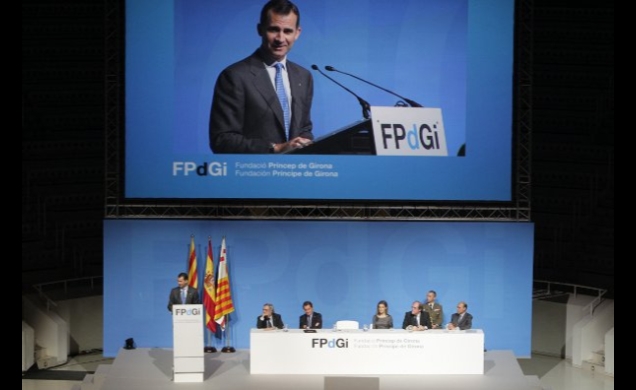 El Príncipe de Asturias y de Girona durante la presentación de la Fundación