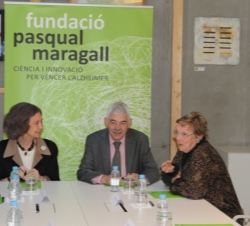 Doña Sofía en la reunión de trabajo con Pasqual Maragall y su esposa