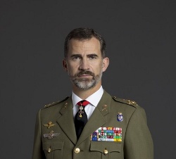 -	Su Majestad el Rey Don Felipe VI con uniforme de diario para actos de especial relevancia de Capitán General del Ejército de Tierra