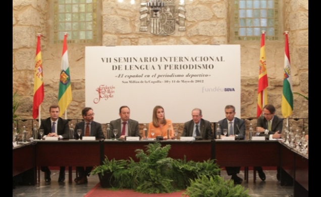 La Princesa, en la mesa presidencial, con Pedro Sanz, José Manuel Blecua, José María Lassalle,Ángel Cano, Alberto Bretón y José Antonio Vera