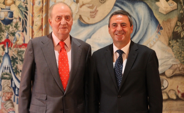 Audiencia a D. Pere Rotger i Llabrés, Presidente del Parlamento de las Illes Balears. Su Majestad el Rey junto al presidente del Parlamento de las Ill