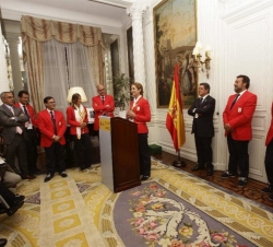 Asistencia a los XIV Juegos Paralímpicos "Londres 2012". Doña Elena, durante su intervención en la recepción en la Embajada de España en Lon