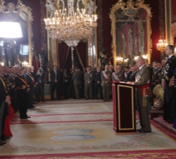 El Rey durante su intervención en los actos de la Pascua Militar 