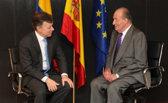 Su Majestad el Rey junto al Presidente de la República de Colombia, Juan Manuel Santos Calderón