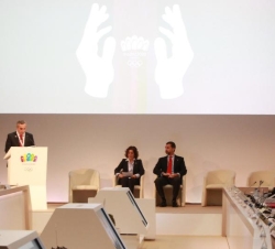 Vista general del acto, durante la intervención del presidente del Comité Olímpico Español, Alejandro Blanco