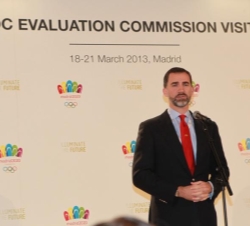 Don Felipe durante el acto de clausura de la visita de la Comisión de Evaluación del Comité Olímpico Internacional
