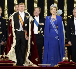 Su Majestad el Rey Willem-Alexander y Máxima de los Paises Bajos durante la ceremonia de investidura