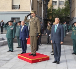 Su Alteza Real el Príncipe de Asturias durante los Honores a su llegada a la Dirección General de la Guardia Civil