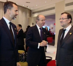 El Príncipe de Asturias junto al Presidente del Gobierno, Mariano Rajoy y el Jefe de la Casa de S. M. el Rey, Rafael Spottorno, momentos antes de asis