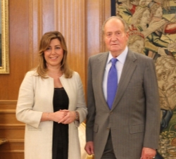 Su Majestad el Rey junto a la presidenta de la Junta de Andalucía, Susana Díaz Pacheco