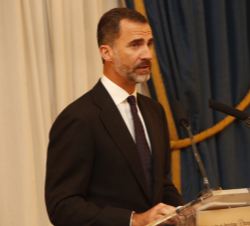 Su Majestad el Rey durante su intervención en la entrega del Premio Francisco Cerecedo de Periodismo