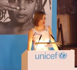 Su Majestad la Reina, durante su intervención en la entrega de los Premios UNICEF Comité Español 2015