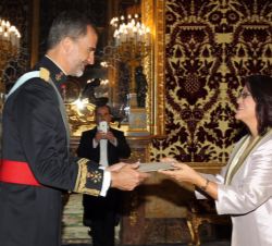 Su Majestad el Rey recibe las Cartas Credenciales de la nueva embajadora de Costa Rica en España, Doris Osterlof Obregón