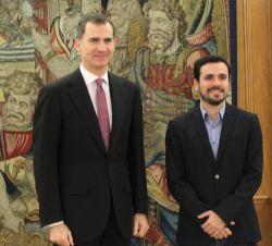 Su Majestad el Rey con el representante de Unidad Popular: Izquierda Unida, Unidad Popular en Común (IU-UPeC), Alberto Garzón Espinosa 