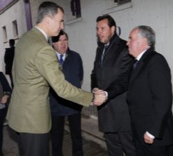 Su Majestad el Rey recibe el saludo del presidente de la Federación Española de Rugby, Alfonso Feijoo