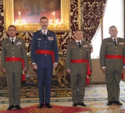 Fotografía de grupo de Su Majestad el Rey con un grupo de Generales de División 