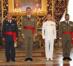Su Majestad el Rey con el grupo de generales de división y vicealmirante