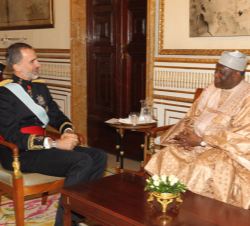 Su Majestad el Rey conversa con el embajador de la República de Níger, Ado Elhadji Abou