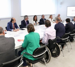 Doña Letizia durante la reunión de trabajo sobre Discapacidad, inclusión y Medios Audiovisuales