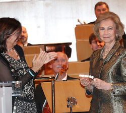 Doña Sofía tras recibir el Premio Extraordinario 60 Aniversario Manos Unidas