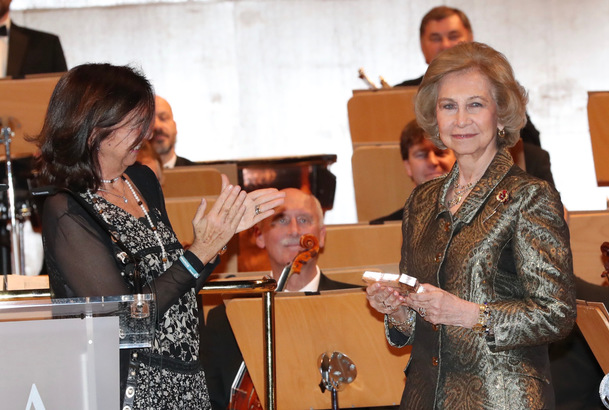 Doña Sofía tras recibir el Premio Extraordinario 60 Aniversario Manos Unidas