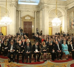 Su Majestad la Reina Doña Sofía en el Salón de Columnas del Palacio Real de Madrid, donde se interpretó el concierto en memoria de las víctimas del Ho