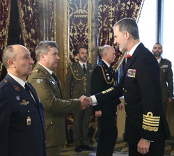 Su Majestad el Rey recibe el saludo de un suboficial mayor del Cuerpo General del ejército de Tierra