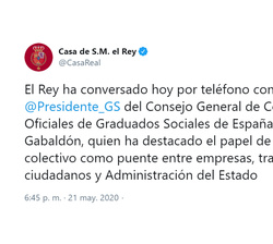 El Consejo General de Colegios Oficiales de Graduados Sociales de España destaca anre el Reysu papel como "puente" entre empresas, trabajado