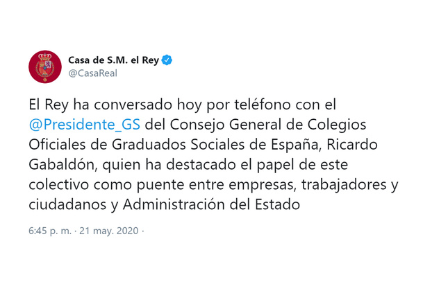 El Consejo General de Colegios Oficiales de Graduados Sociales de España destaca anre el Reysu papel como 