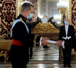 Su Majestad el Rey recibe las Cartas Credenciales del embajador de Ucrania, Sr. Serhii Pohoreltsev