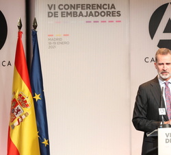Don Felipe en su intervención en la clausura de la VI Conferencia de Embajadores de España