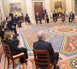 Su Majestad el Rey durante la audiencia a la nueva Junta de Gobierno de la Cámara de Comercio de Estados Unidos en España, AmChamSpain