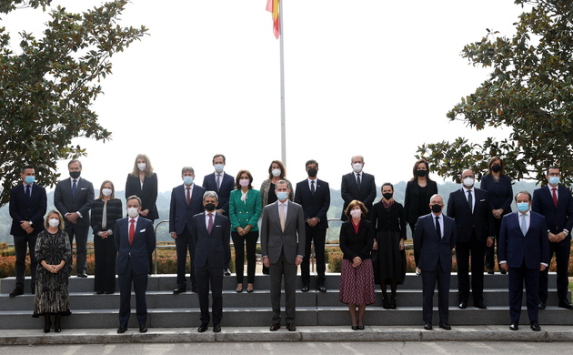 Fotografía de grupo de Su Majestad el Rey con la nueva Junta de Gobierno de la Cámara de Comercio de Estados Unidos en España, AmChamSpain
