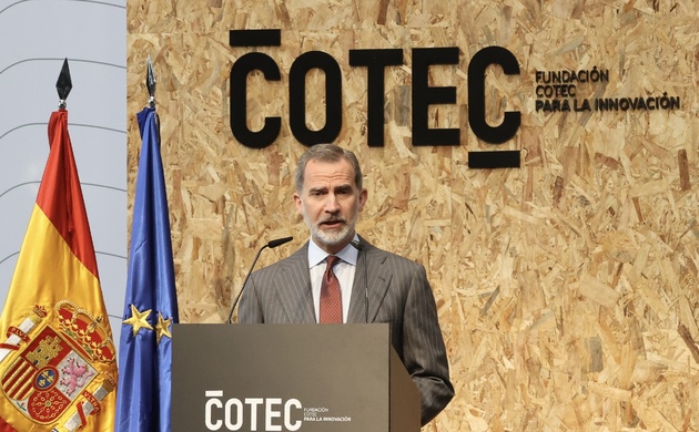 Don Felipe durante su intervención en la presentación del Anuario 2021 de Informe Cotec