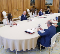 Durante la reunión de trabajo, Su Majestad la Reina se interesa por el impacto en la salud mental que ha tenido el efecto de la pandemia
