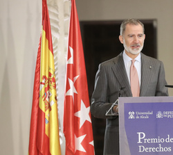 Su Majestad el Rey durante su intervención en la IX edición del Premio de Derechos Humanos Rey de España