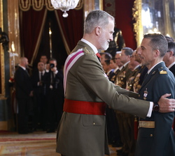 Su Majestad el Rey condecora a un representante de la Guardia Civil